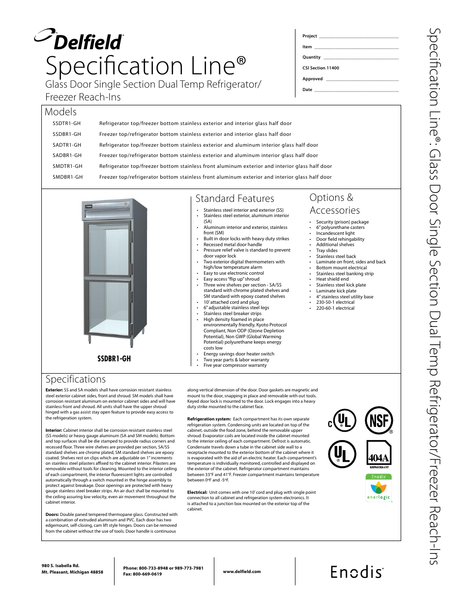 Delfield SMDTR1-GH User Manual | 2 pages