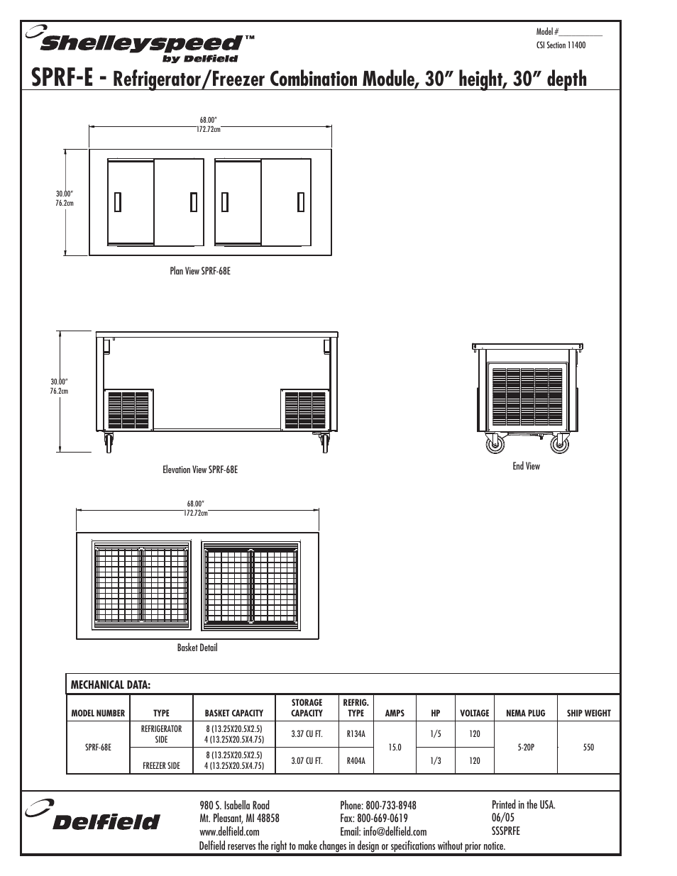 Sprf-e | Delfield SPRF-68E User Manual | Page 2 / 2