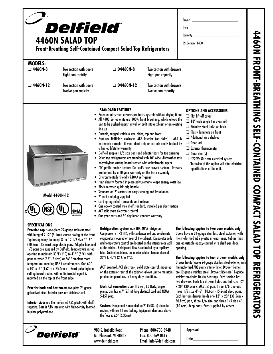 Delfield 4460N-12 User Manual | 4 pages