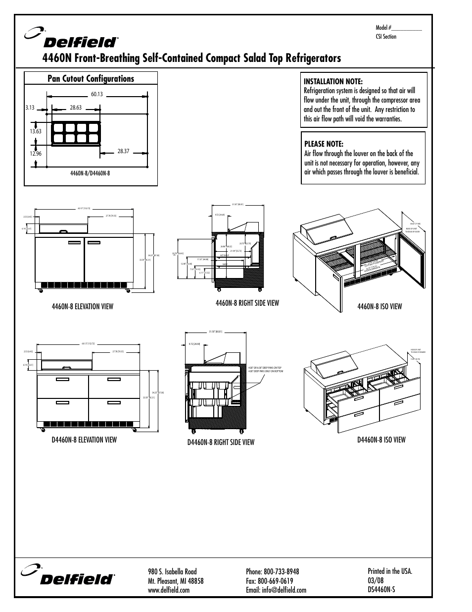 Pan cutout configurations | Delfield 4460N-12 User Manual | Page 2 / 4