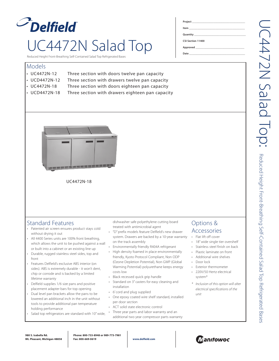 Delfield UC4472N-12 User Manual | 4 pages