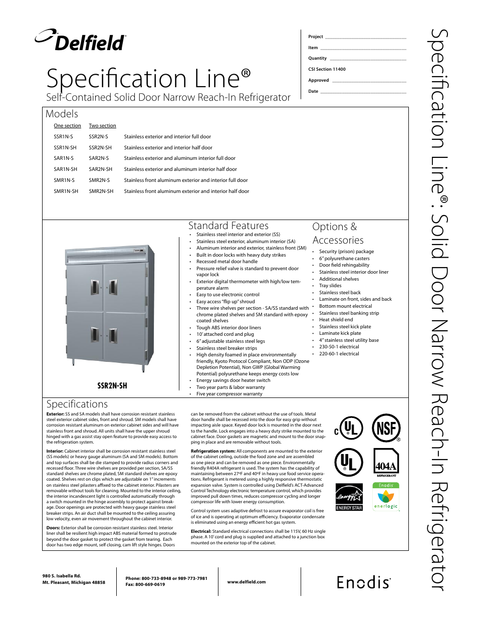 Delfield SAR1N-S User Manual | 2 pages