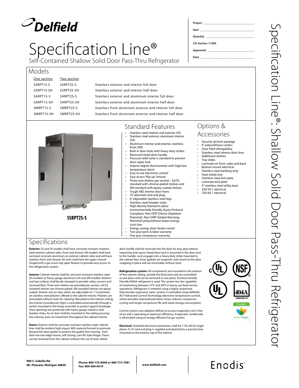 Delfield SMRPT2S-SH User Manual | 2 pages