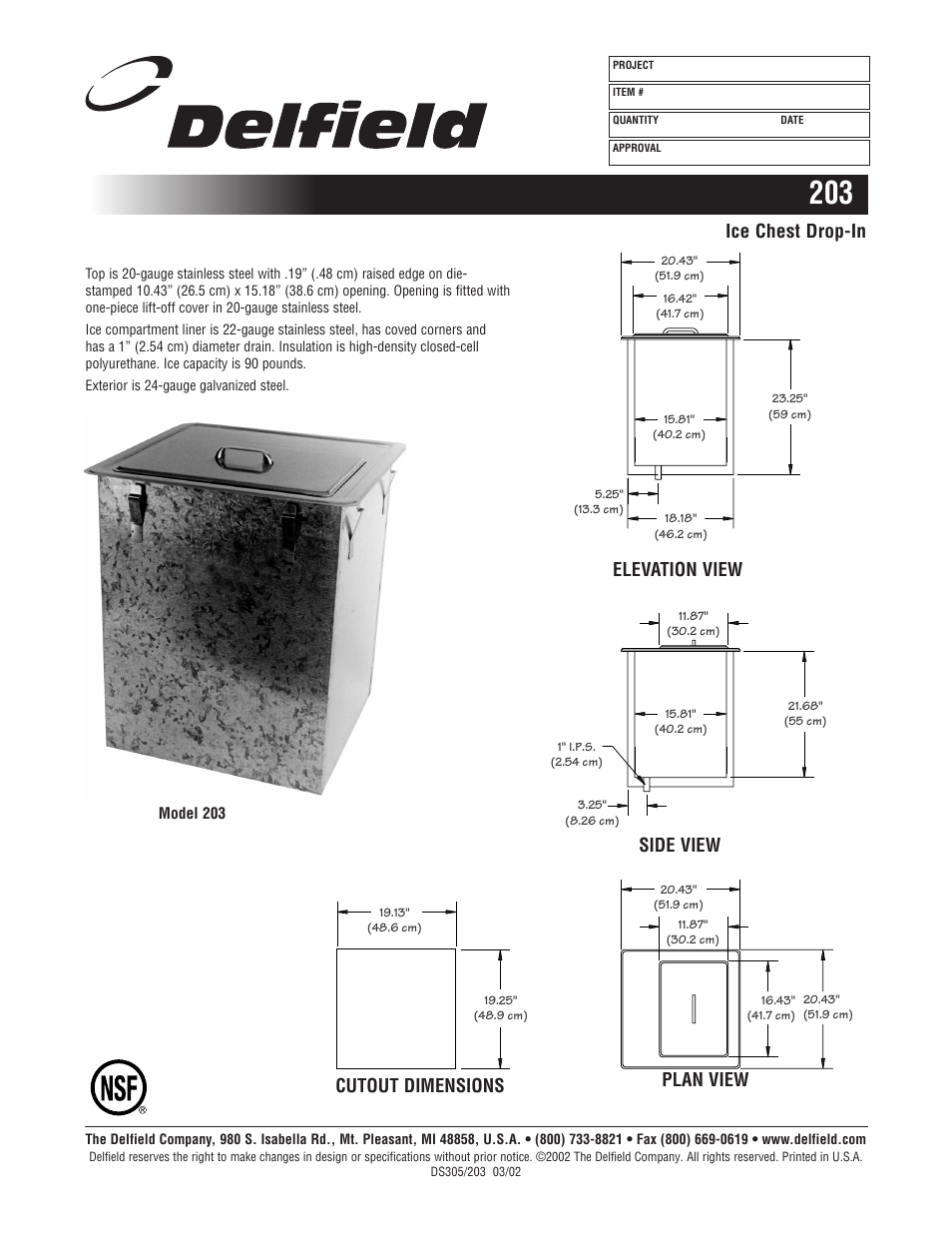 Ice chest drop-in | Delfield 305 User Manual | Page 2 / 2
