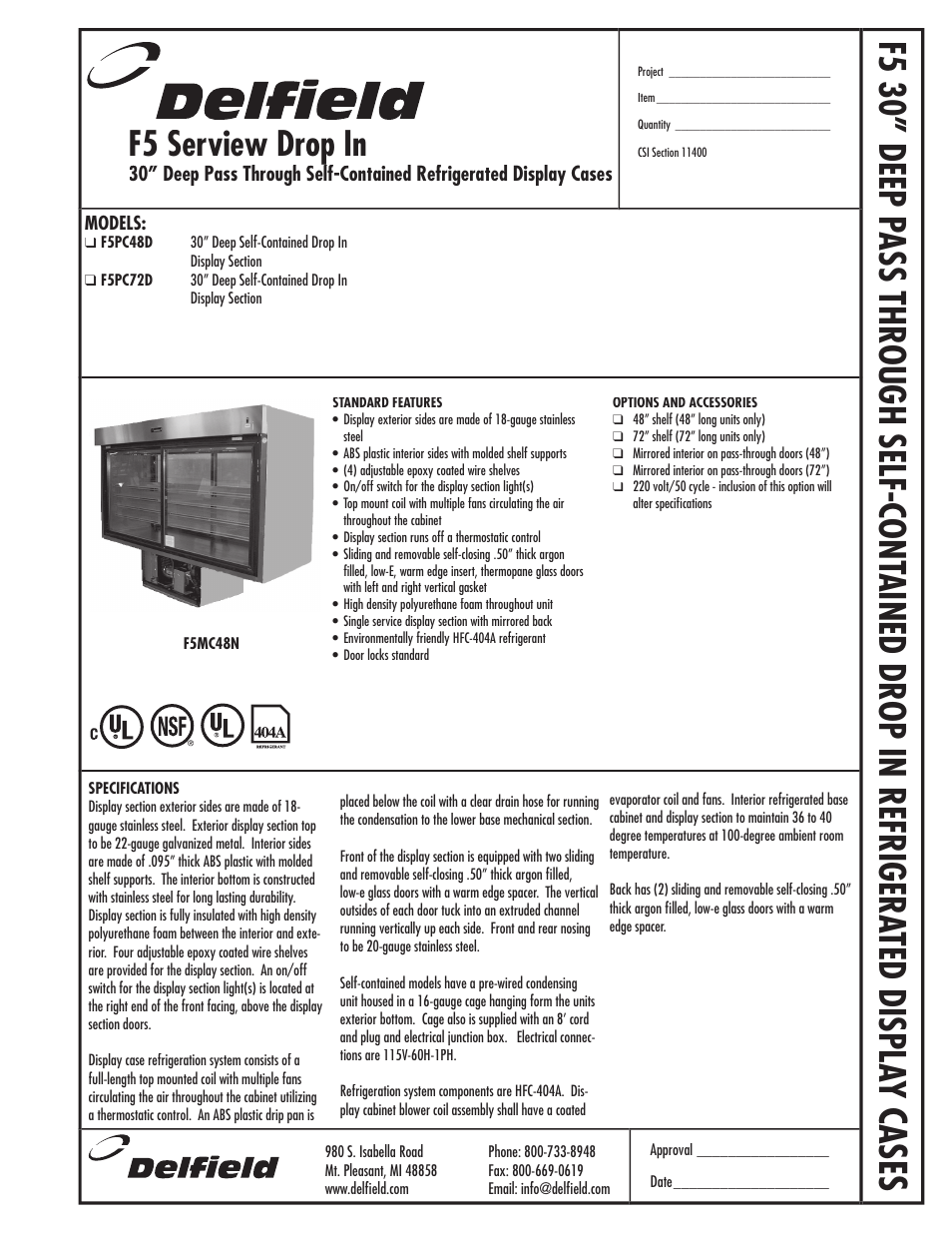 Delfield F5MC48N User Manual | 2 pages