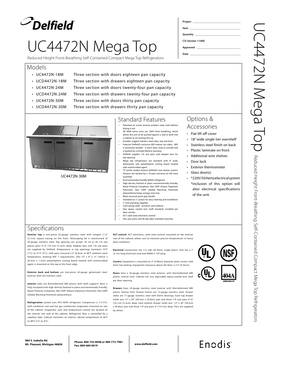 Delfield UCD4472N-M User Manual | 4 pages