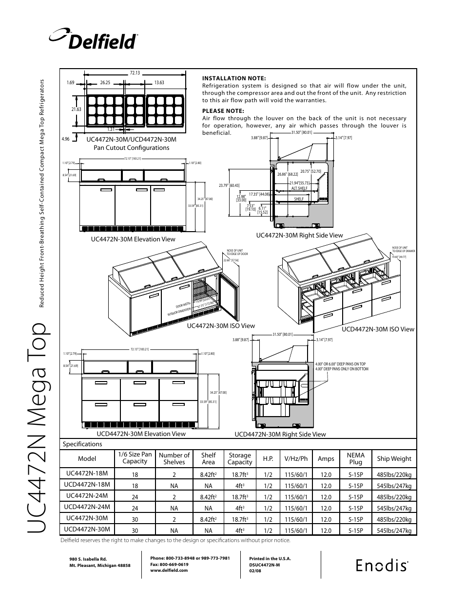 Uc4 47 2n m eg a to p, Delfield | Delfield UCD4472N-M User Manual | Page 4 / 4