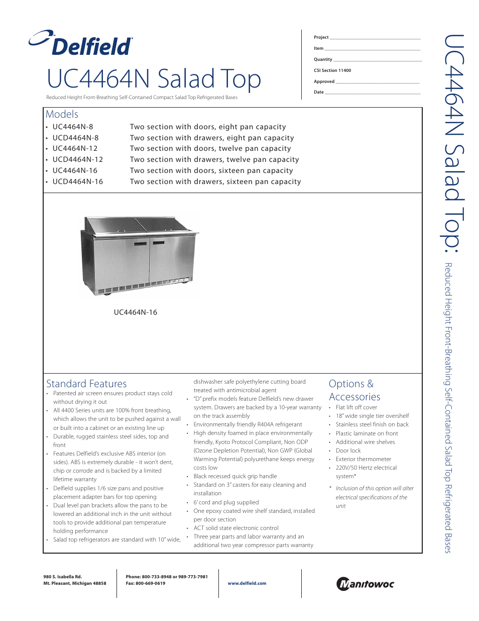 Delfield UC4464N-8 User Manual | 4 pages