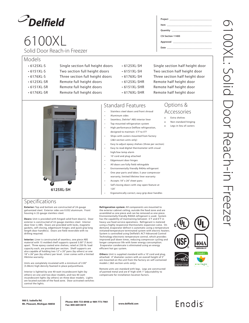 Delfield Enodis 6100XL User Manual | 2 pages