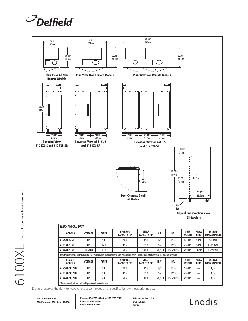 6100xl, Delfield | Delfield Enodis 6100XL User Manual | Page 2 / 2