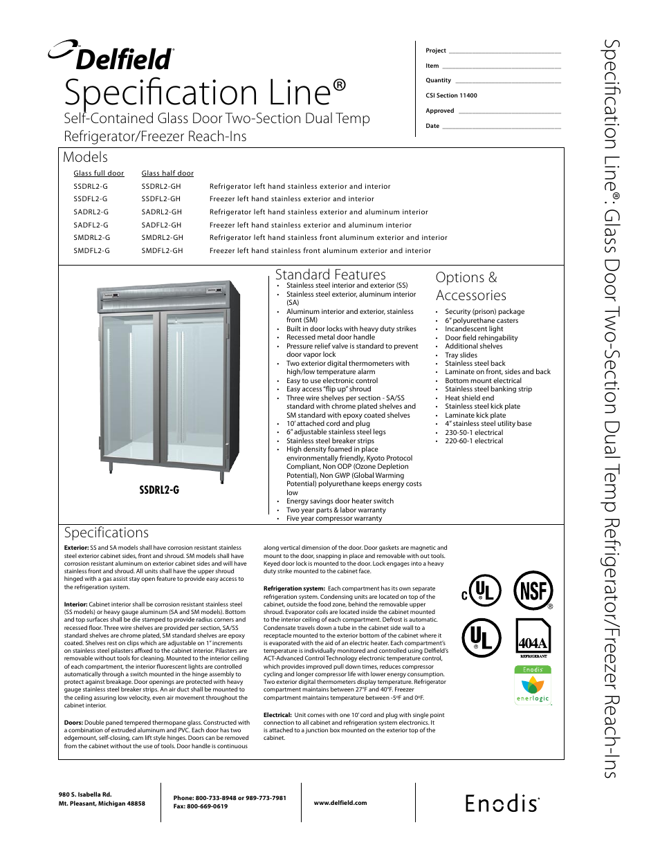 Delfield SADRL2-GH User Manual | 2 pages