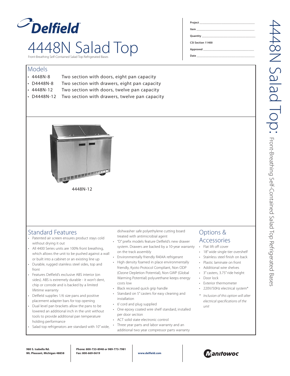 Delfield 4448N-8 User Manual | 4 pages