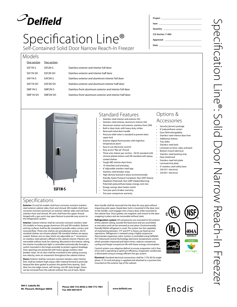 Delfield Enodis SSFN-S User Manual | 2 pages