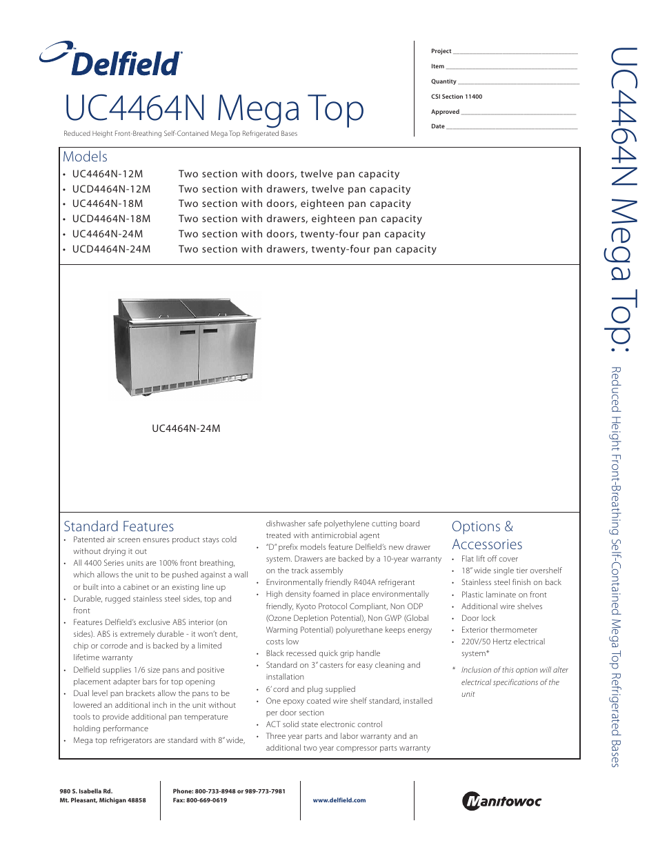 Delfield UCD4464N-24M User Manual | 4 pages