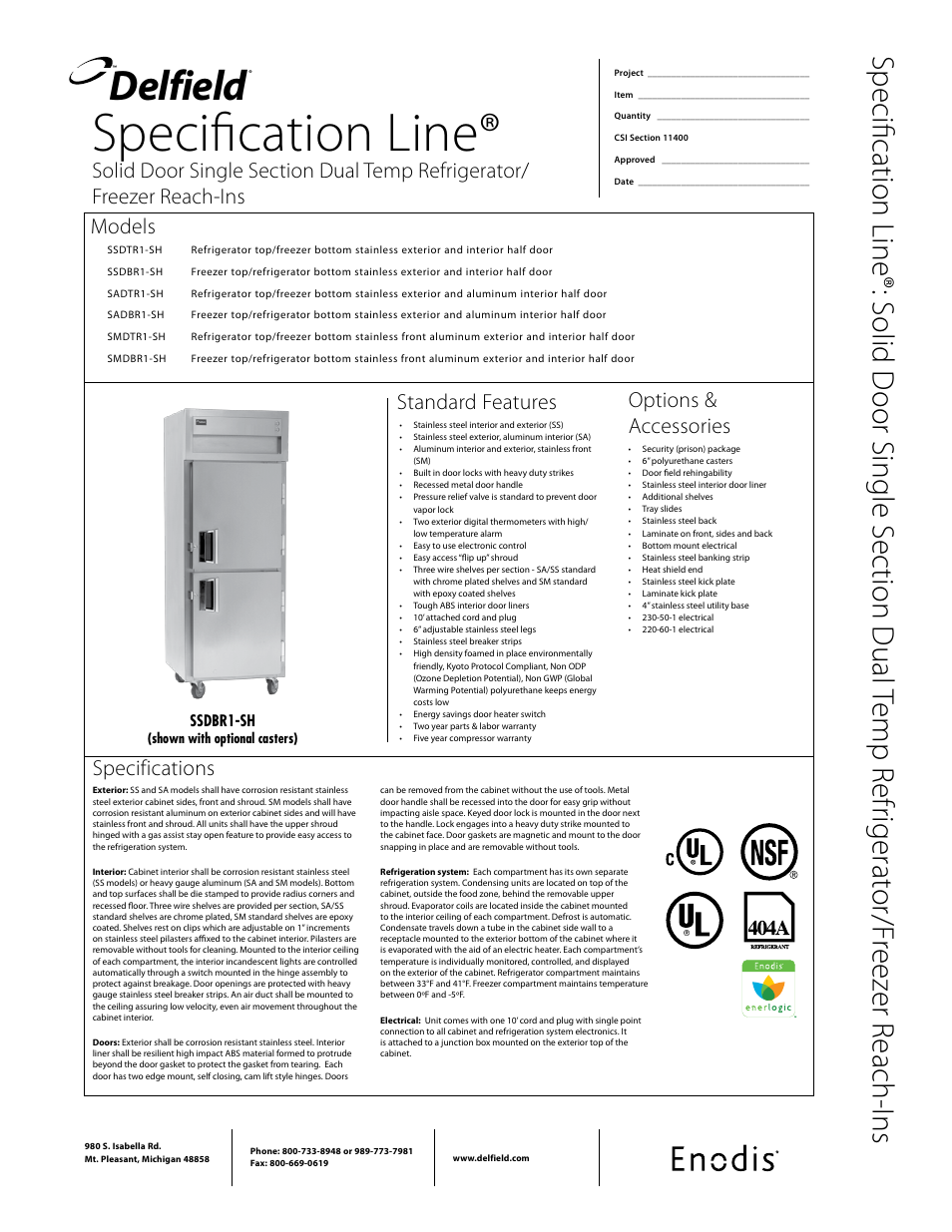 Delfield SADTR1-SH User Manual | 2 pages