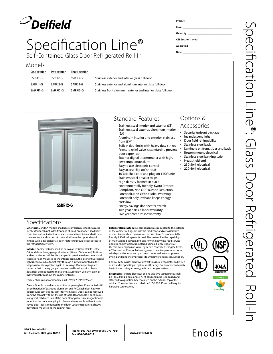 Delfield SMRRI2-G User Manual | 2 pages