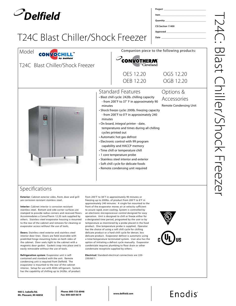 Delfield T24C User Manual | 2 pages