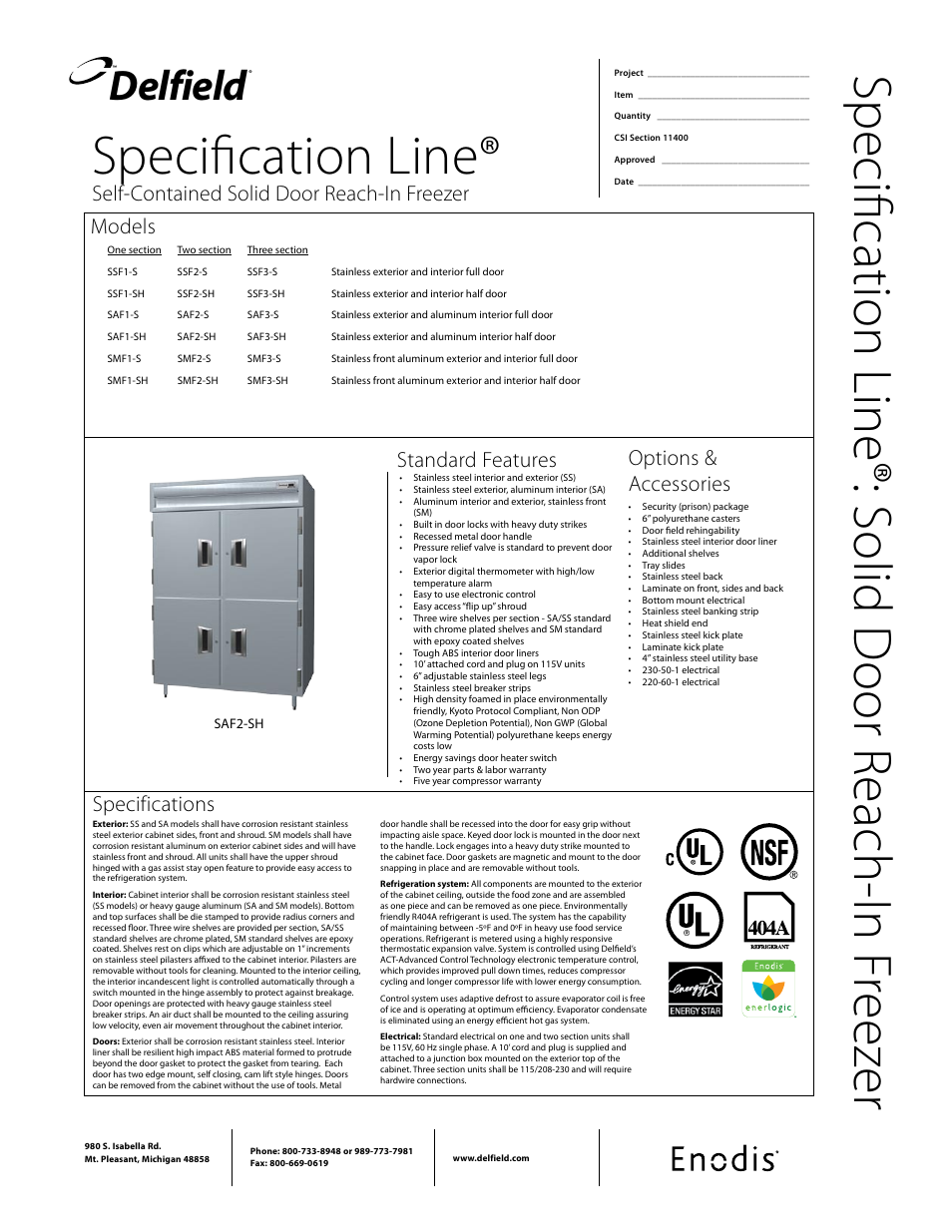 Delfield SMF1-SH User Manual | 2 pages