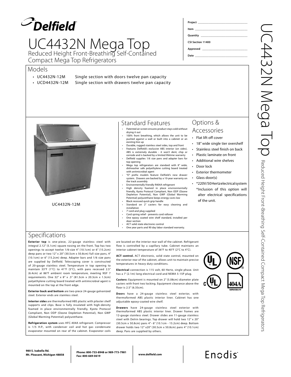 Delfield UCD4432N-12M User Manual | 2 pages