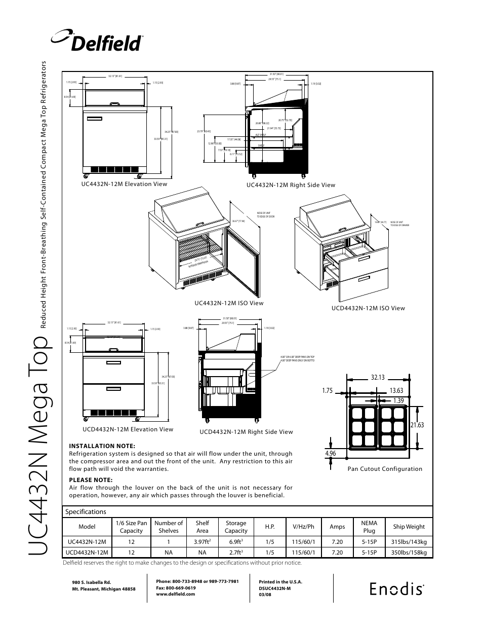 Uc4 43 2n m eg a to p, Delfield | Delfield UCD4432N-12M User Manual | Page 2 / 2