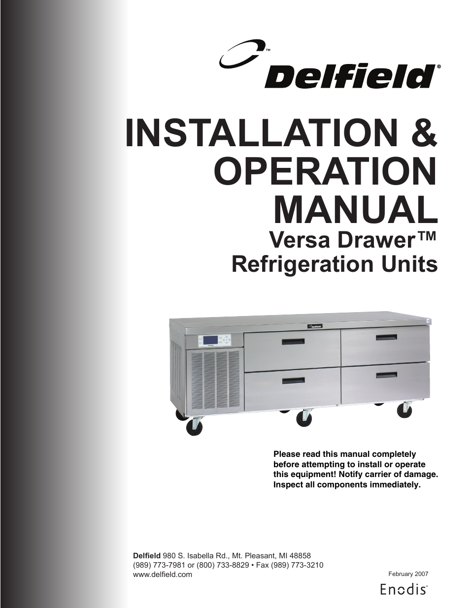 Delfield Versa Drawer User Manual | 20 pages