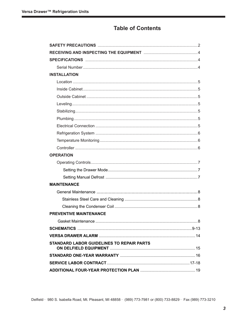Delfield Versa Drawer User Manual | Page 3 / 20