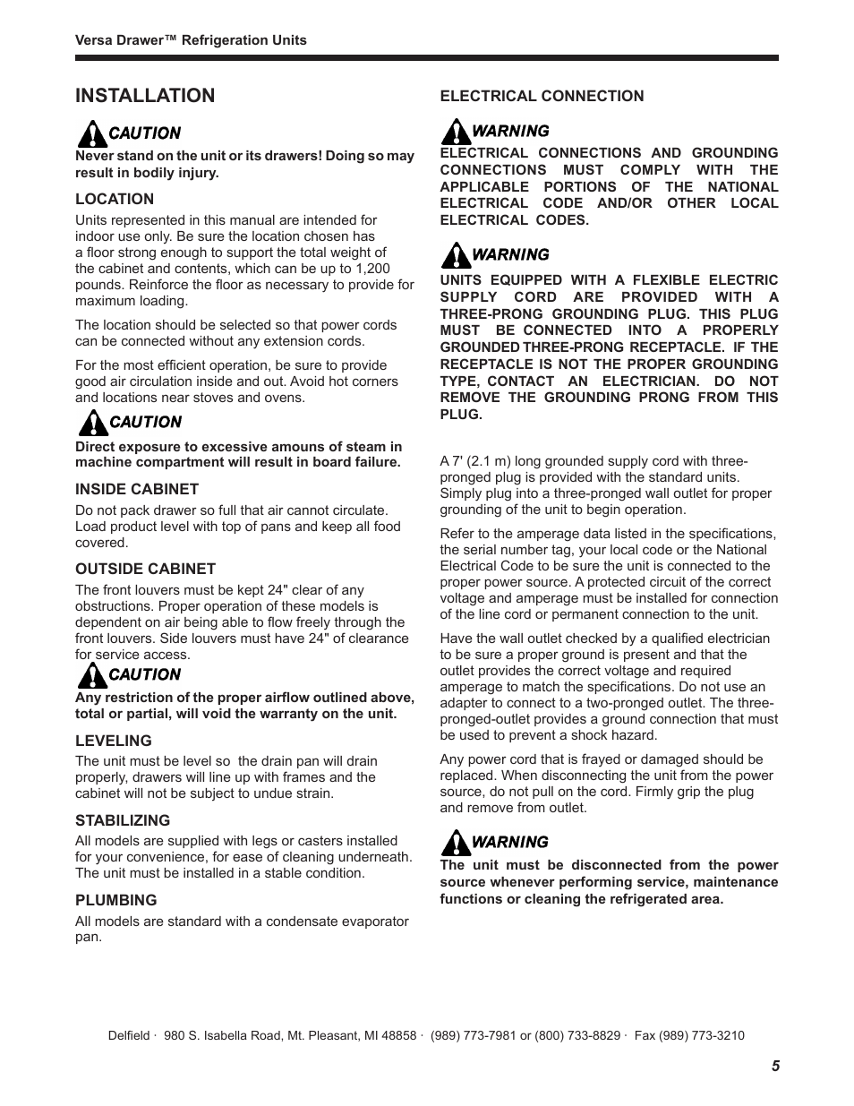 Installation | Delfield Versa Drawer User Manual | Page 5 / 20