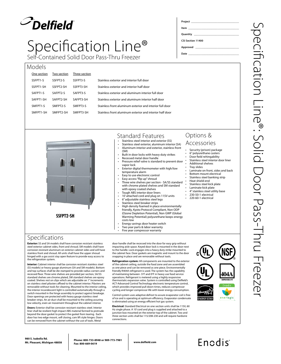 Delfield SSFPT-S User Manual | 2 pages