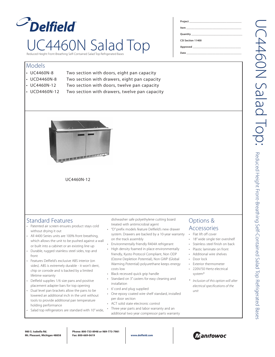 Delfield UC4460N-8 User Manual | 4 pages