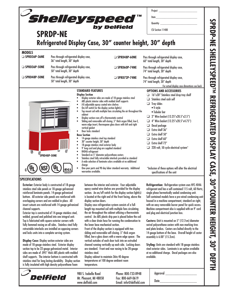 Delfield Shelleyspeed SPRD36P-50NE User Manual | 2 pages