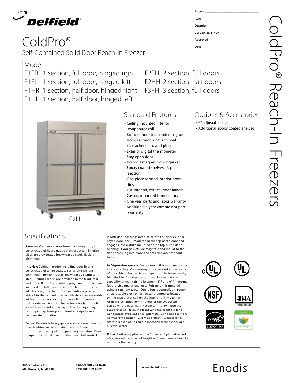 Delfield ColdPro F1FL 1 User Manual | 2 pages