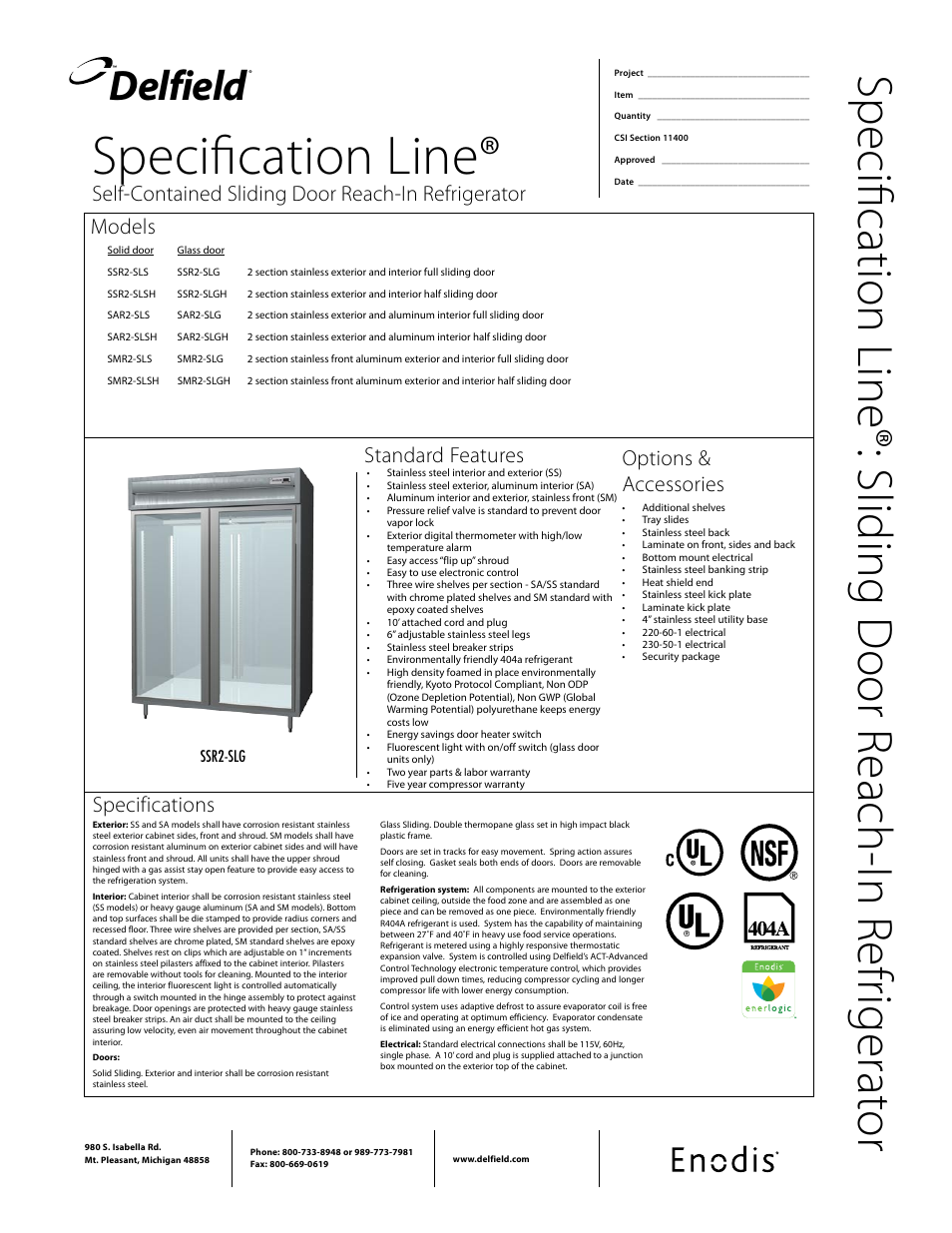 Delfield SMR2-SL User Manual | 2 pages
