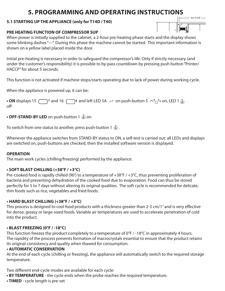 T40: blast chiller/shock f reez er, Programming and operating instructions, Delfield | By delfield | Delfield T5 User Manual | Page 16 / 44
