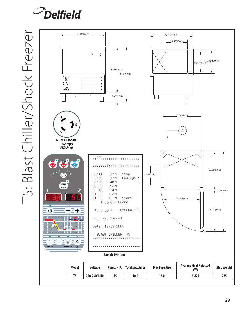 T5: blast chiller/shock f reez er, Delfield | Delfield T5 User Manual | Page 29 / 44