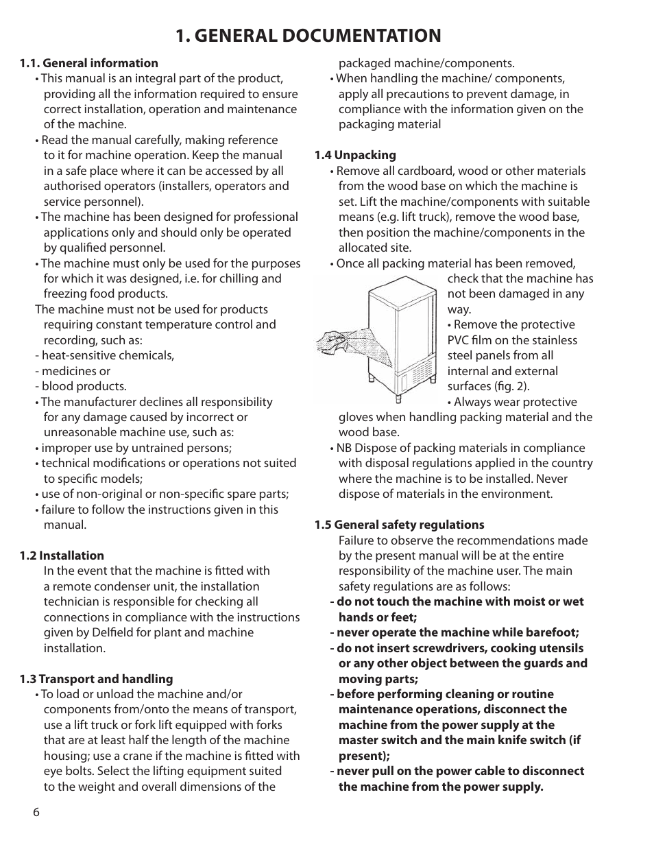 General documentation | Delfield T5 User Manual | Page 6 / 44