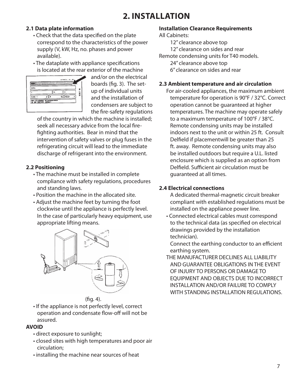 Installation | Delfield T5 User Manual | Page 7 / 44