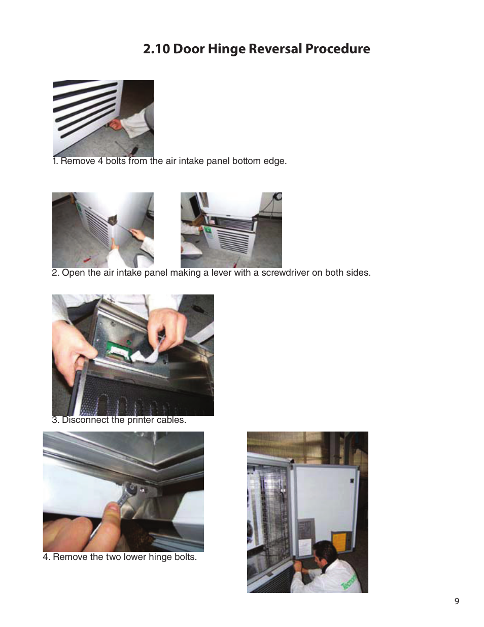10 door hinge reversal procedure, T5/t14d delfield | Delfield T5 User Manual | Page 9 / 44