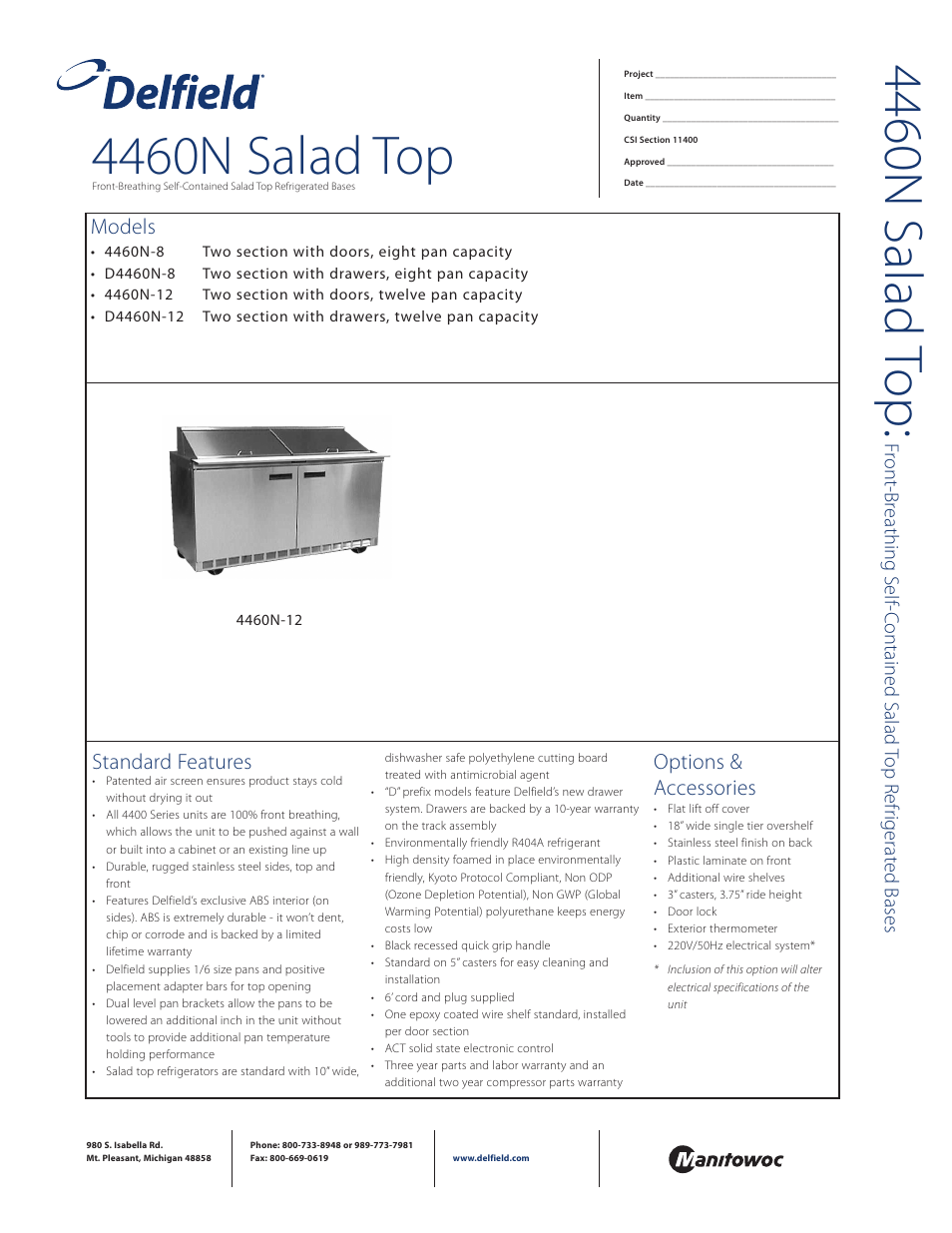 Delfield 4460N-8 User Manual | 4 pages