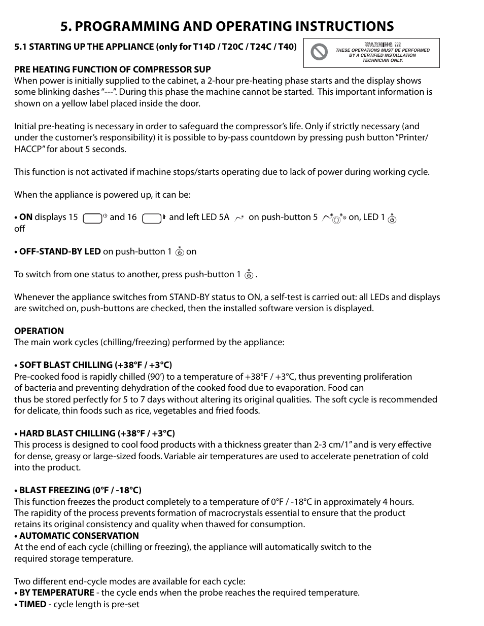 Programming and operating instructions, Maintenance and cleaning | Delfield T40 User Manual | Page 10 / 44