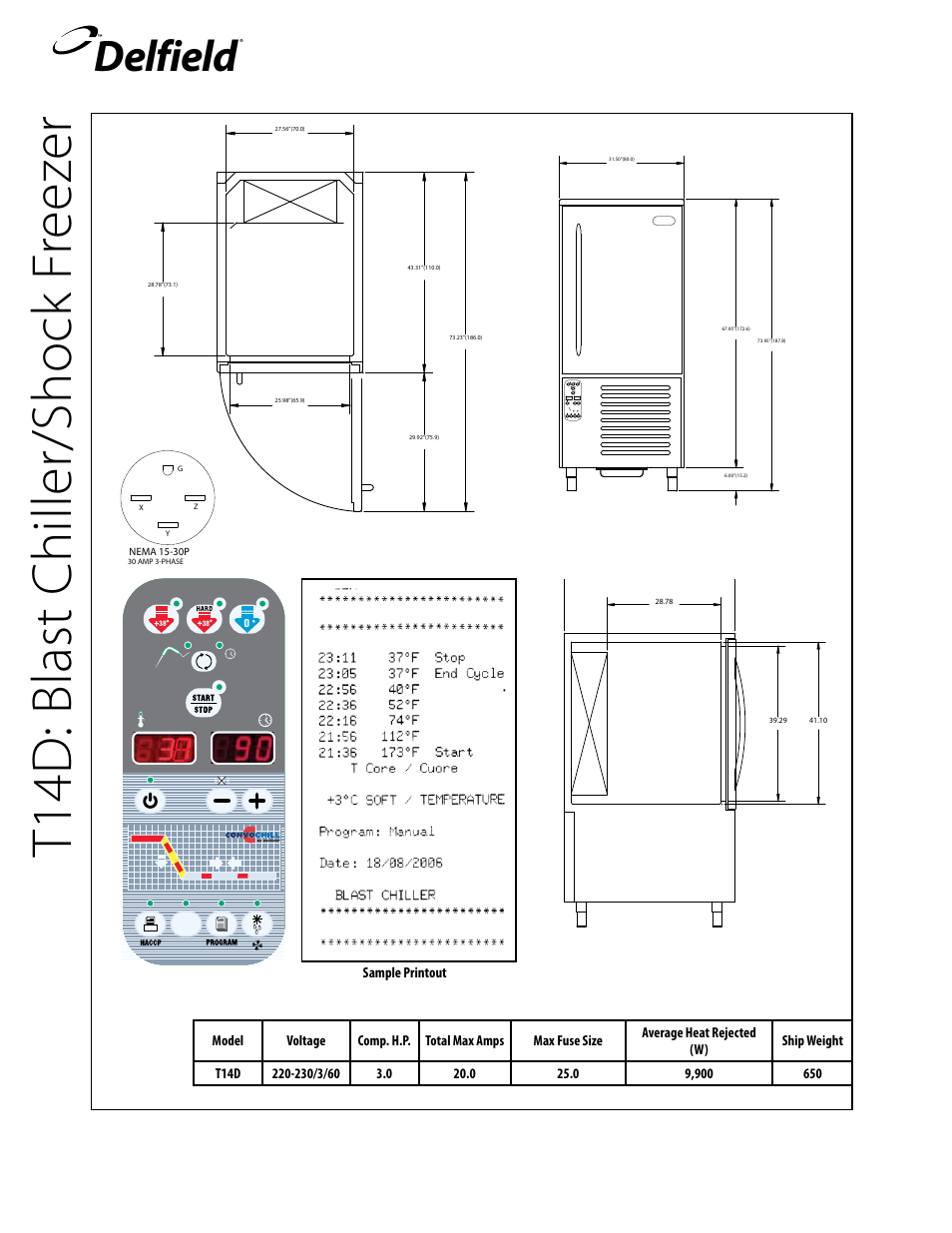 T1 4d : b la st c hi lle r/ sh oc k fr ee ze r, Delfield | Delfield T40 User Manual | Page 24 / 44
