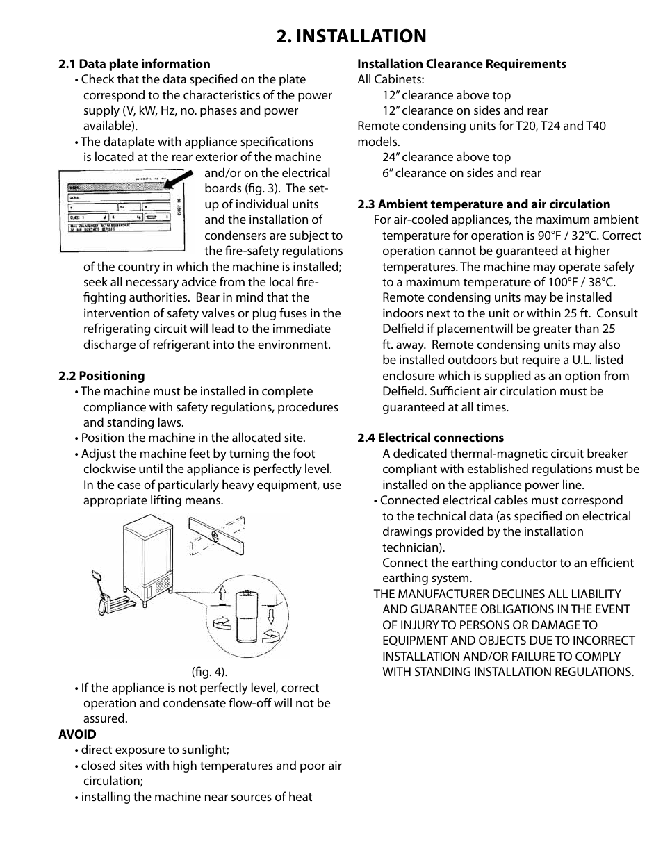 Installation | Delfield T40 User Manual | Page 5 / 44