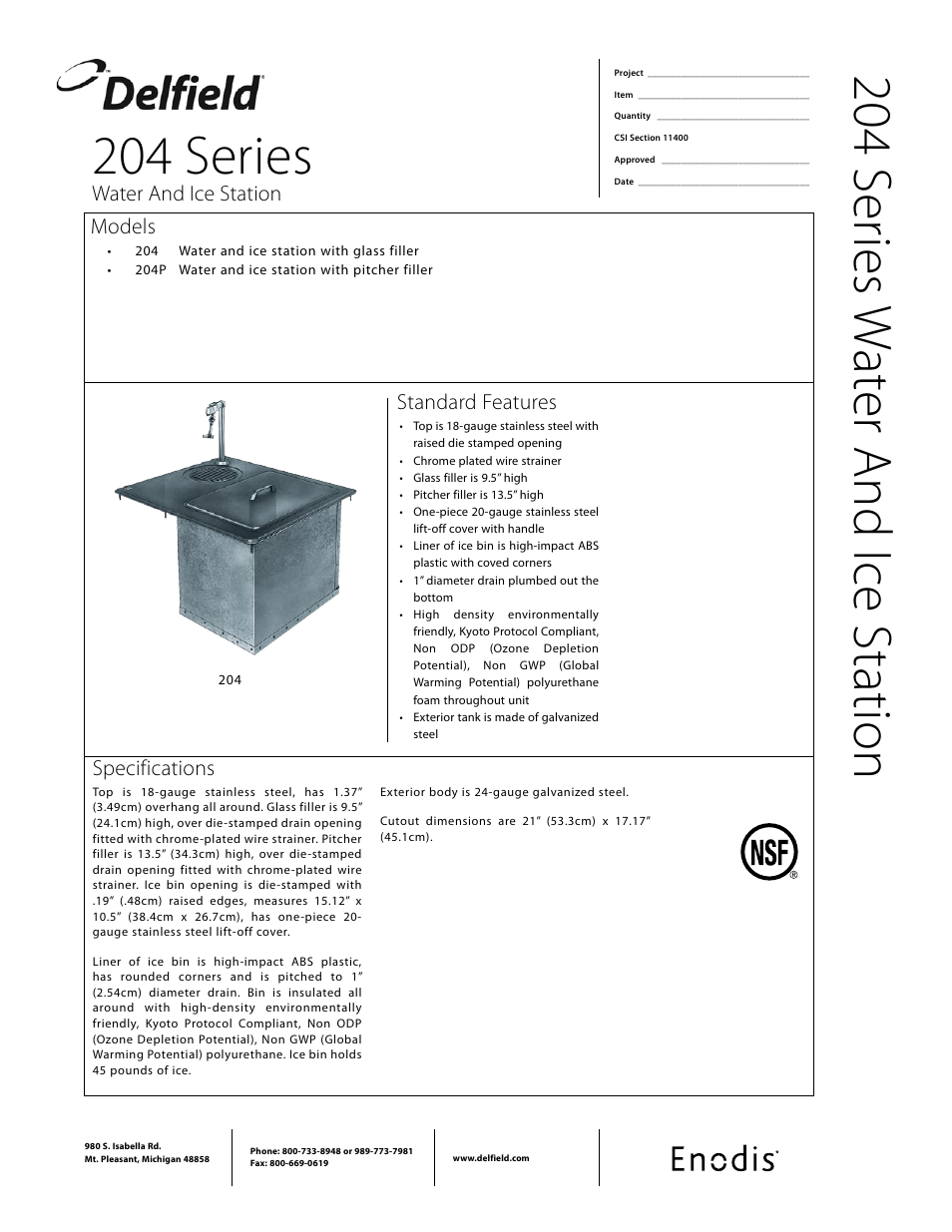 Delfield 204P User Manual | 2 pages