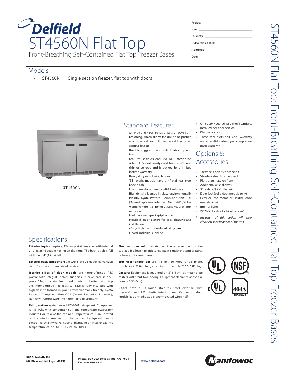 Delfield ST4560N User Manual | 2 pages