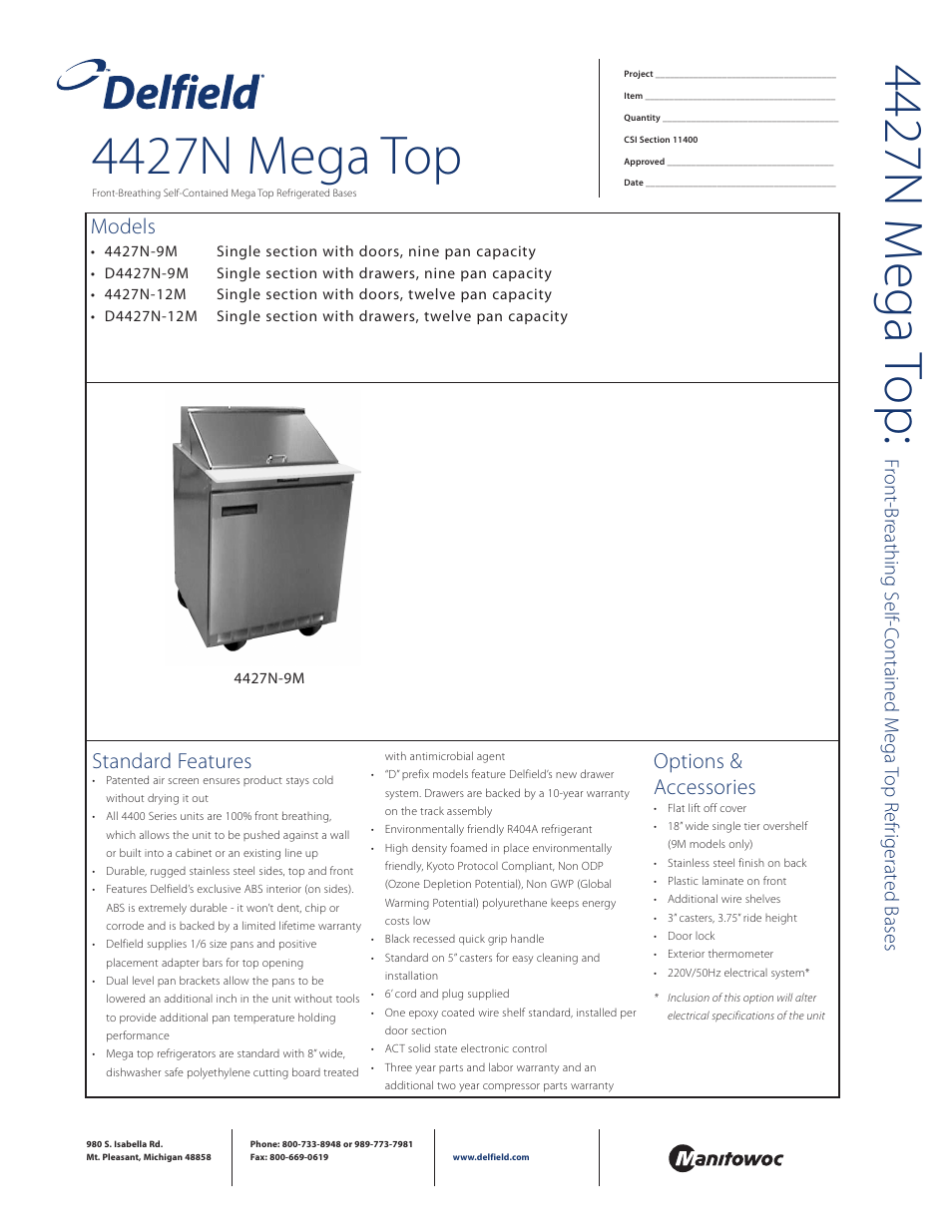 Delfield 4427N-9M User Manual | 4 pages