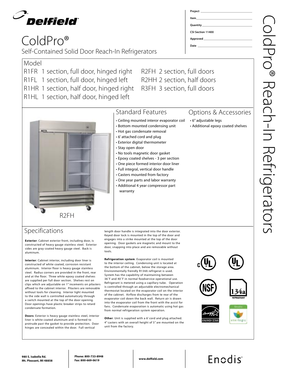 Delfield ColdPro R2HH 2 User Manual | 2 pages