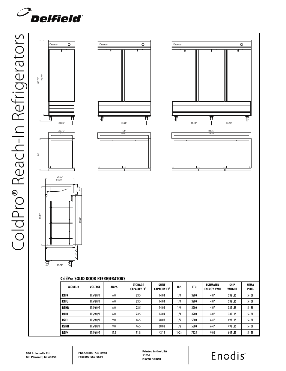 Col dp ro ® re ac h- in r ef rig er at or s | Delfield ColdPro R2HH 2 User Manual | Page 2 / 2