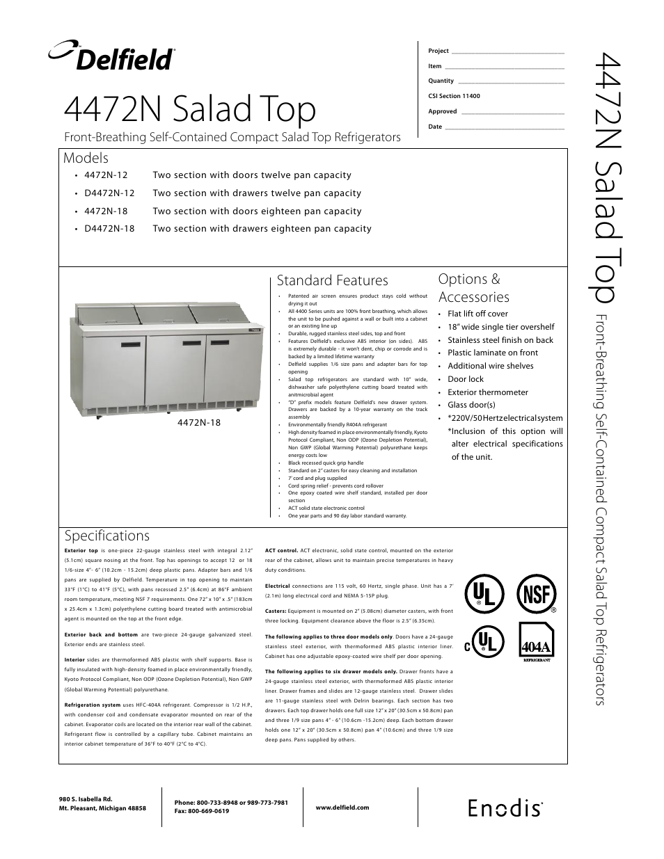 Delfield 4472N-18 User Manual | 4 pages