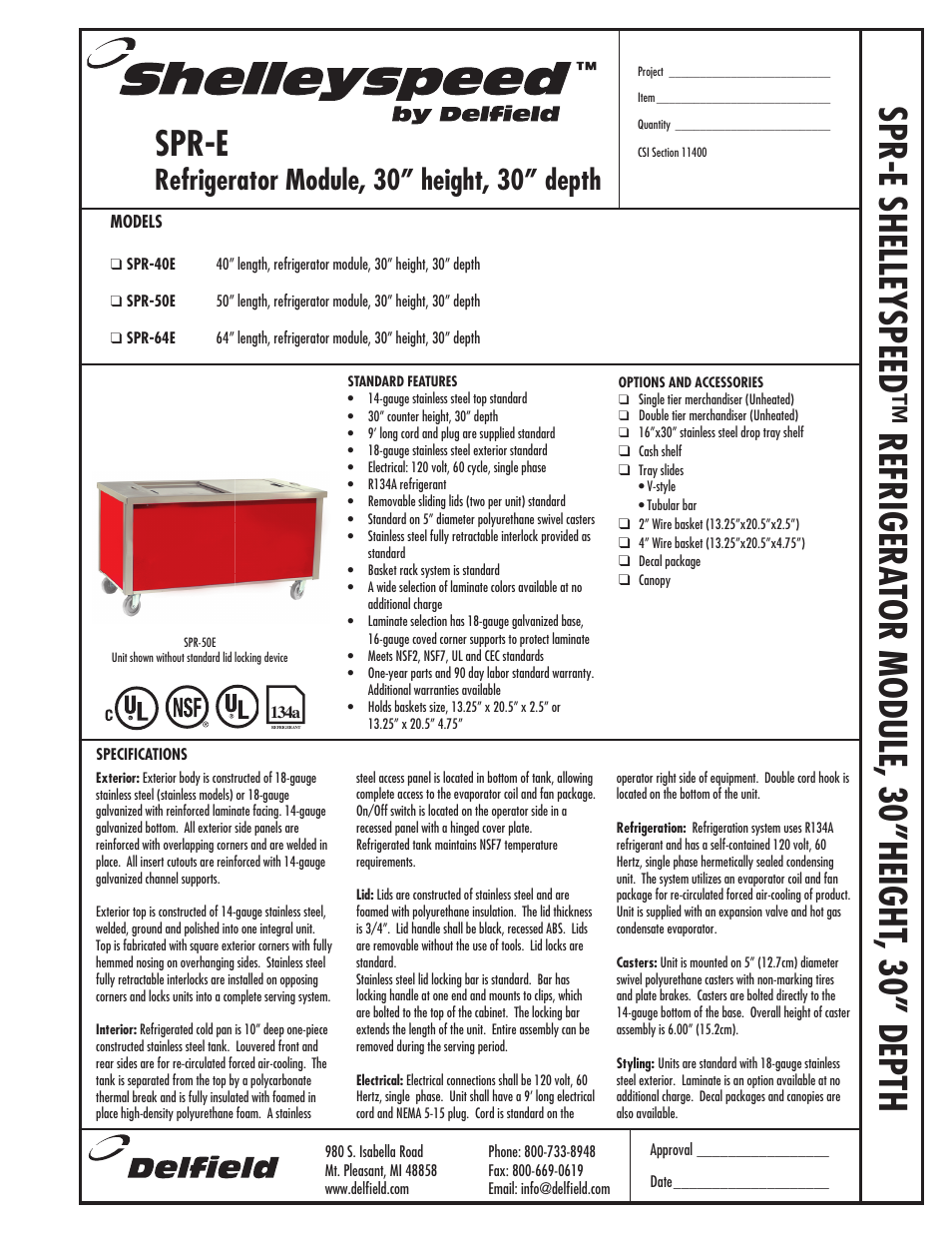 Delfield Shelleyspeed SPR-64E User Manual | 2 pages