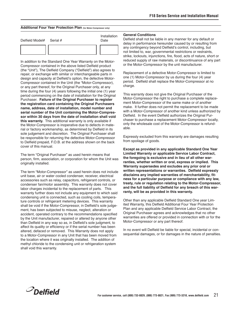 Delfield | Delfield F18BC User Manual | Page 21 / 22