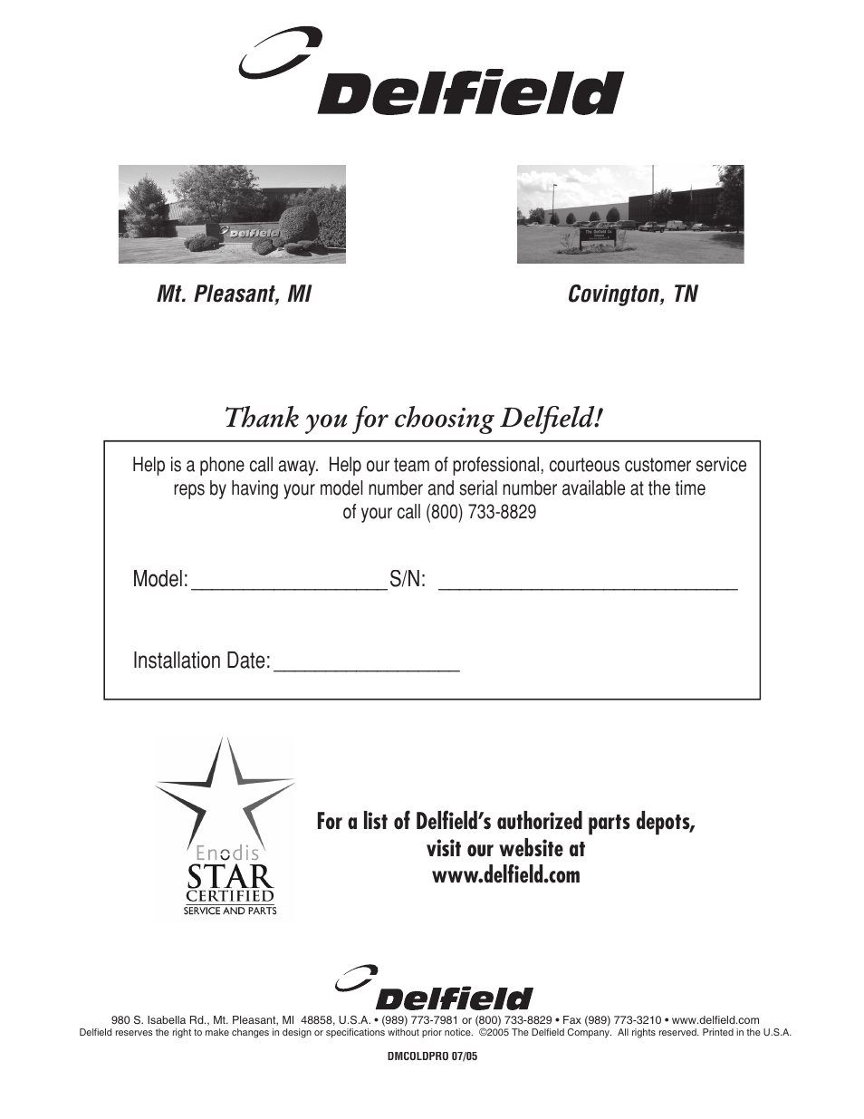 Delfield Refrigerators and Freezers User Manual | Page 20 / 20